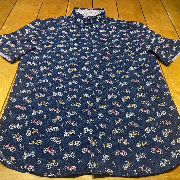 Johnston Murphy Button Down Performance Shirt Bicycle All Over Print Small - Picture 2 of 16
